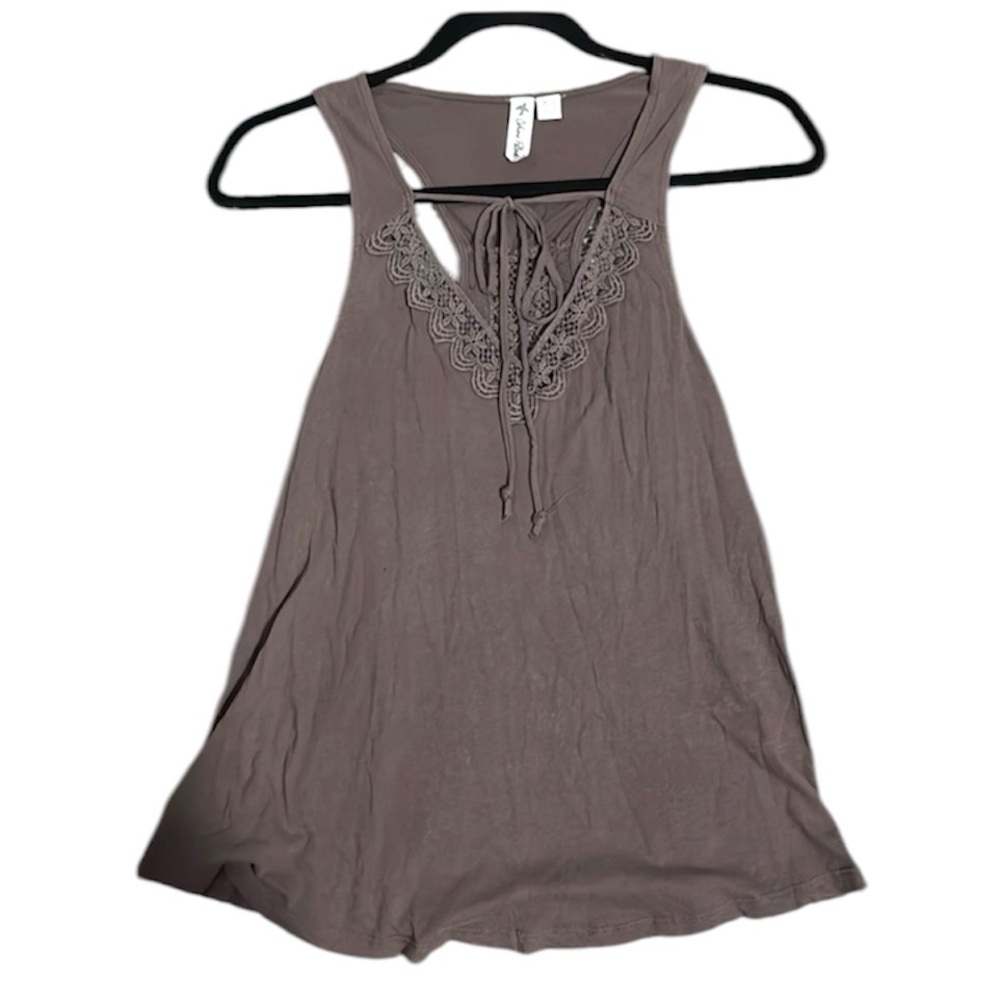 NanaMacs Others Follow 100% cotton tie top tank (brown) XSmall